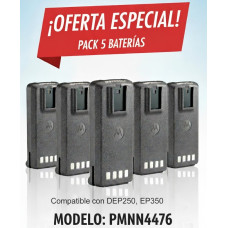 Pack de 5 Baterias  Ion Litio PMNN4476 para DEP250 y Ep350. Motorola