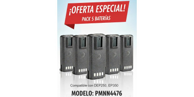 Pack de 5 Baterias  Ion Litio PMNN4476 para DEP250 y Ep350. Motorola